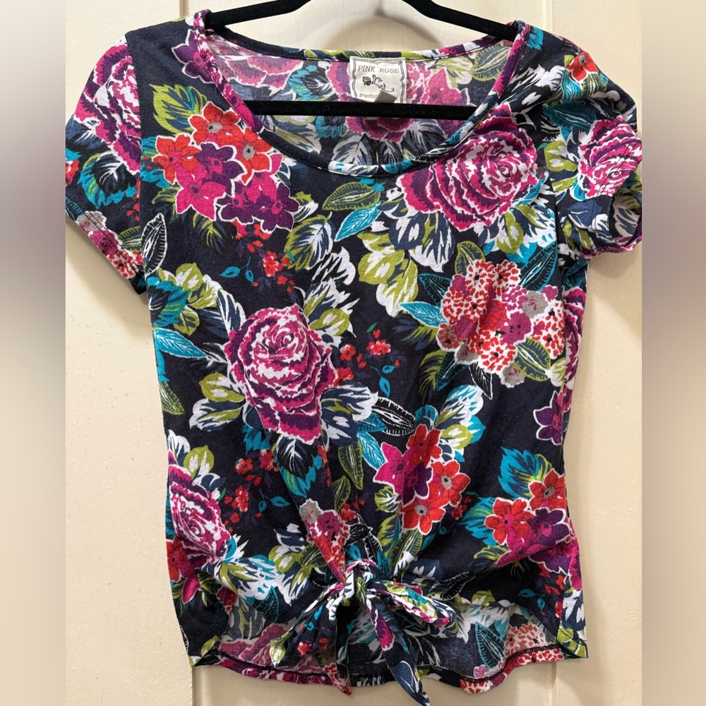 Floral Tie-Front Women's Top